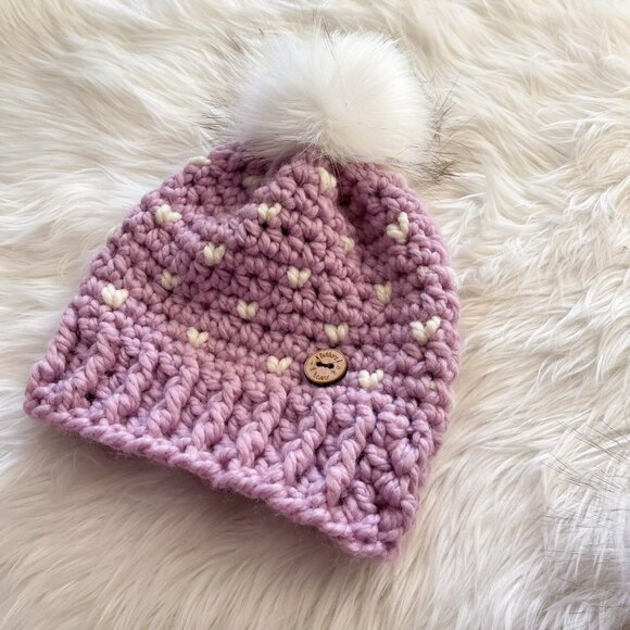 Purple Lilac Crochet Hat, Toque, Baby, Toddler, Winter, Warm Beanie, Handmade - Picture 5 of 9